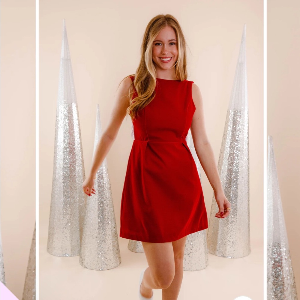 Unworn adorable red and pink velvet dress. Medium NWT